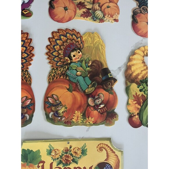Vintage EUREKA Autumn Thanksgiving Turkey Die-Cut Classroom Decoration Set of 7 - Picture 4 of 8